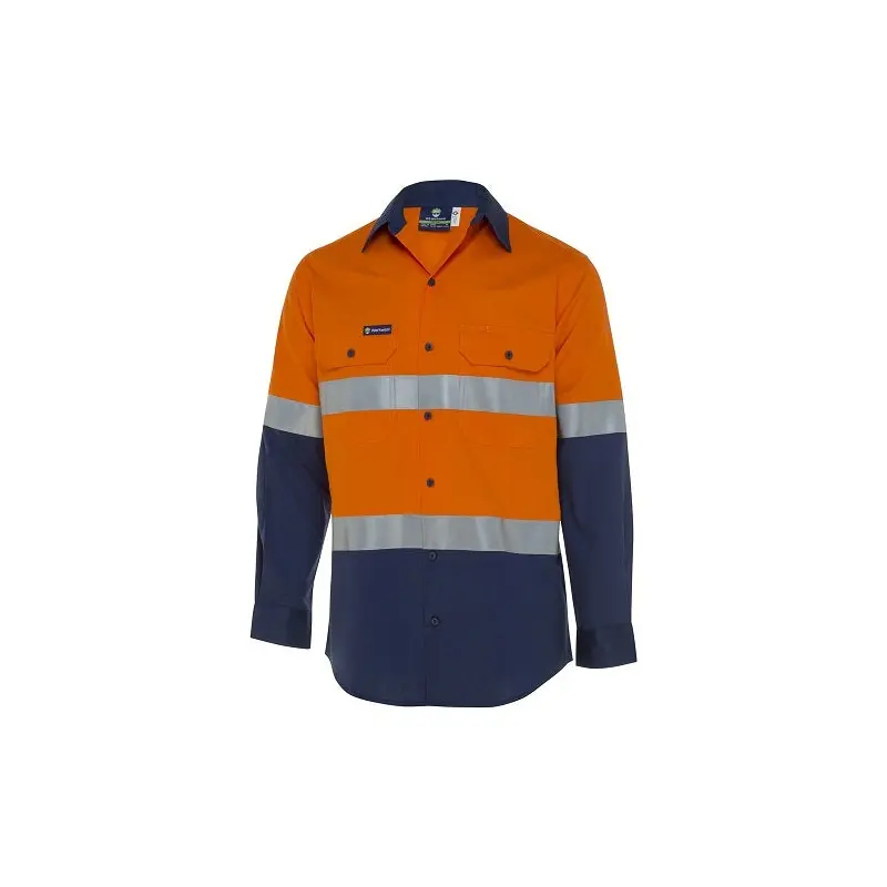 WS Workwear Mens Hi-Vis Button-Up Shirt, Adjcuffs