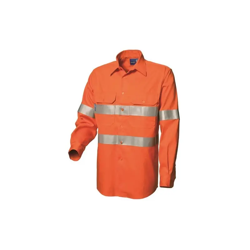 WS Workwear Koolflow Mens Hi-Vis Button-Up Shirt w/ Reflective Tape