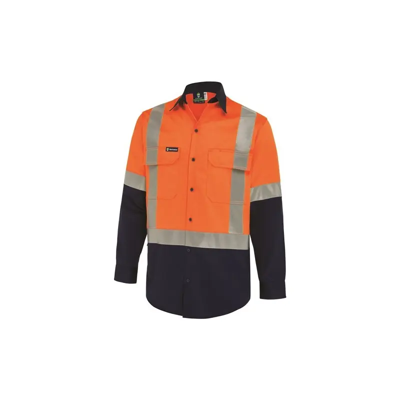 WS Workwear Hi-Vis Button-Up Shirt w/ H-Reflective Tape