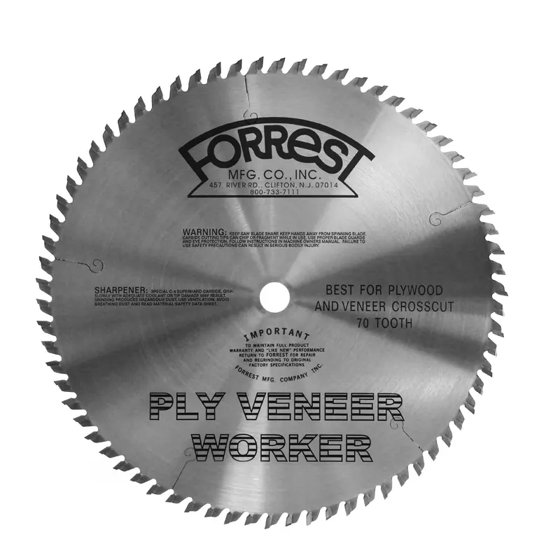Ply Veneer Saw Blade - 10" x  5/8 Bore x 70T - Full Kerf