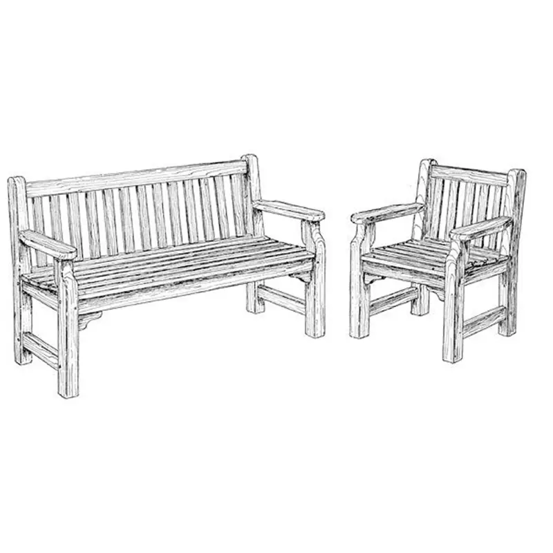 Woodworking Project Paper Plan to Build English Garden Bench and Chair
