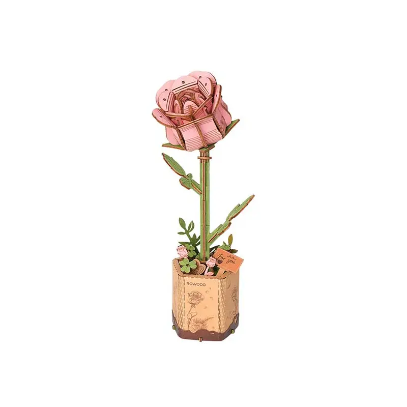 Pink Rose 3D Wood Puzzle Kit