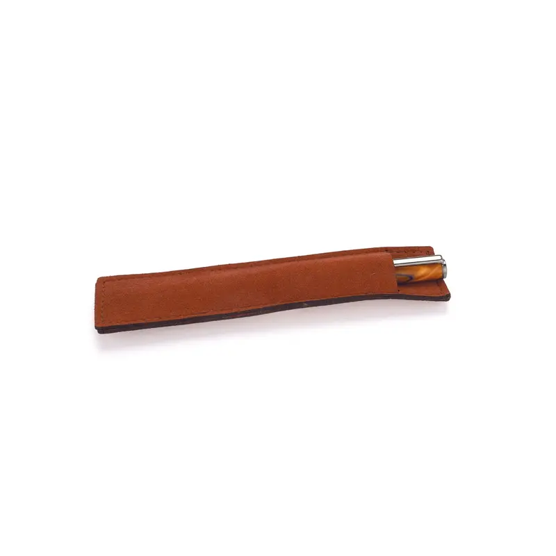 Brown Leatherette Single Pen Sleeve