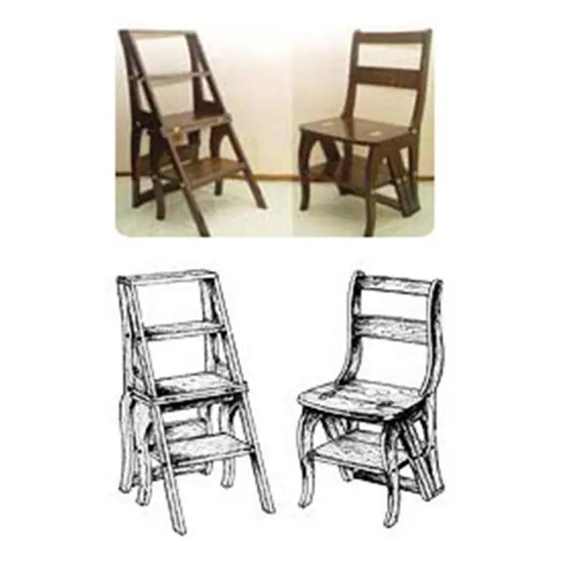 Woodworking Project Paper Plan to Build Library Step Stool-Chair