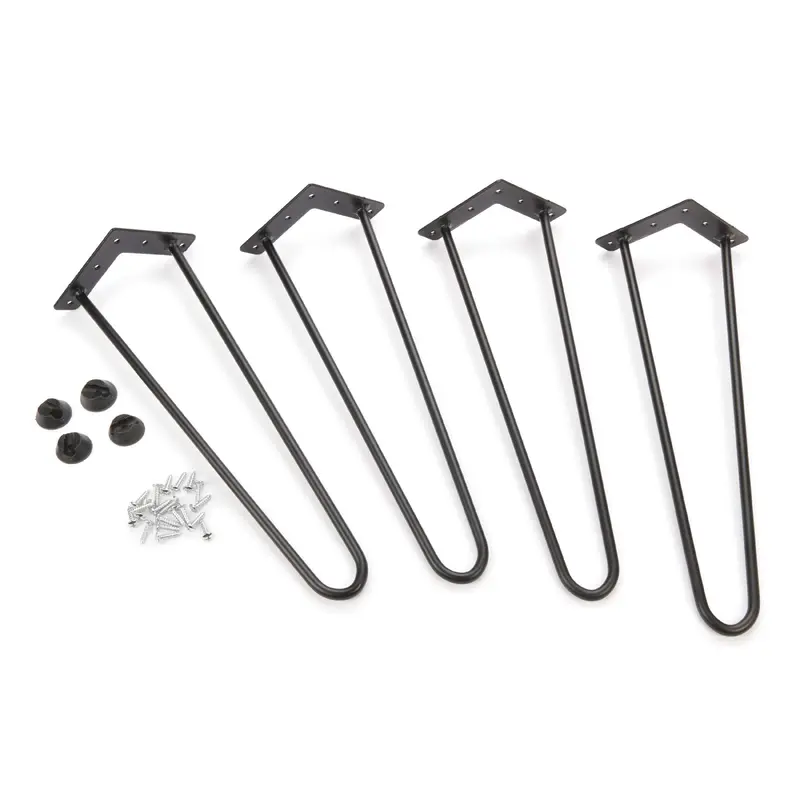 2-Wire Hairpin Leg - 16" - Black - 4 Piece
