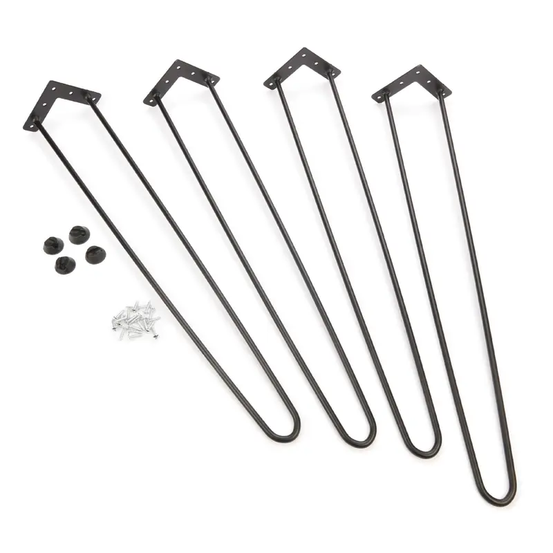 2-Wire Hairpin Leg - 28" - Black - 4 Piece