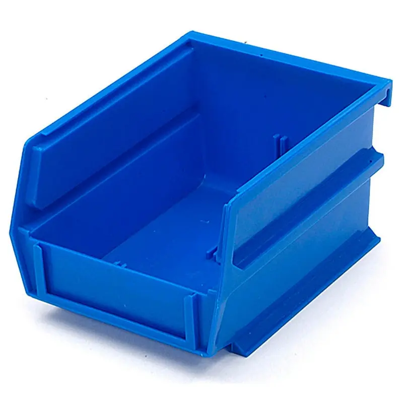 5-3/8" L x 4-1/8" W x 3" H Blue Stacking, Hanging, Interlocking Polypropylene Bins, 6 CT