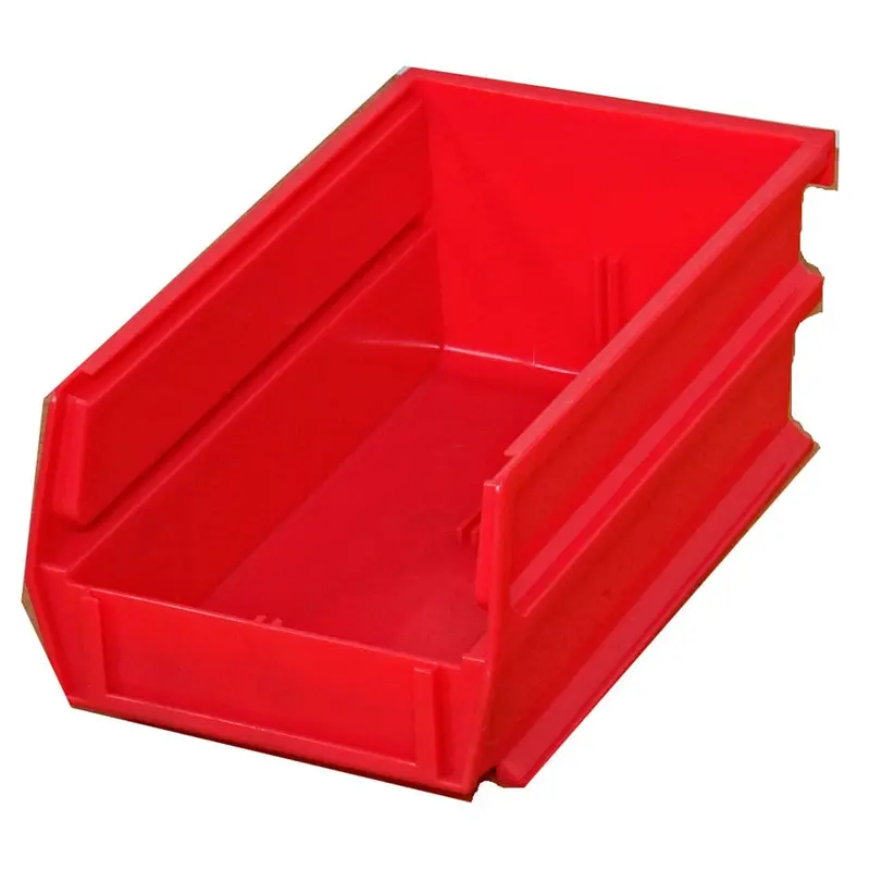 7-3/8" L x 4-1/8" W x 3" H Red Stacking, Hanging, Interlocking Polypropylene Bins, 6 CT
