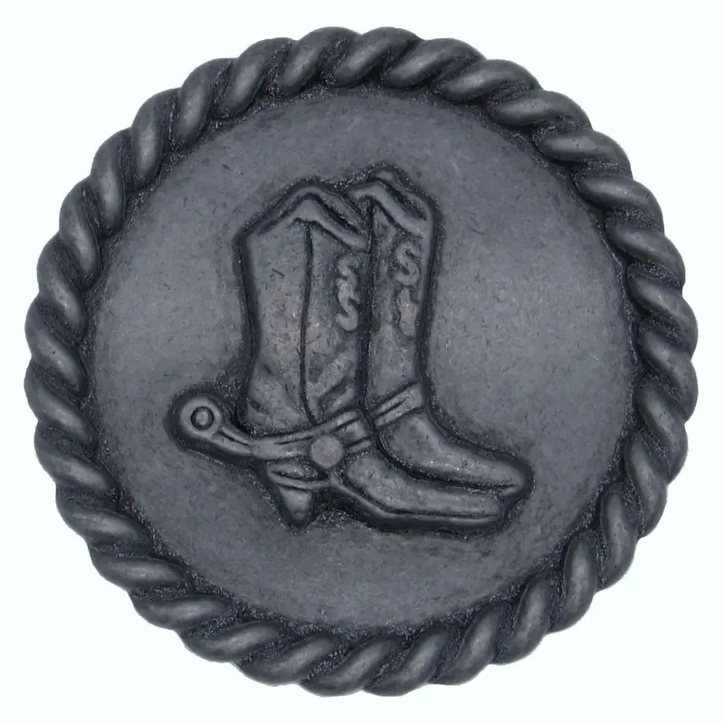 Cowboy Boots with Roped Edge Round Knob, Pewter Oxide