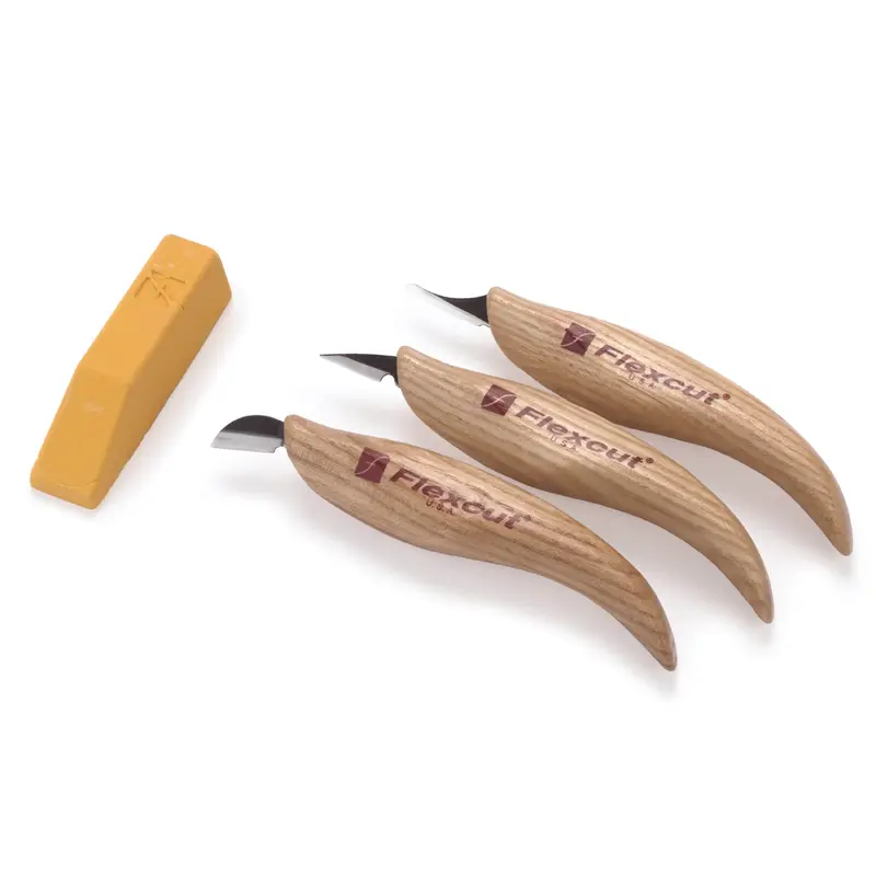 Detail Carving Knife Set with Sharpening Compound - 3 Piece