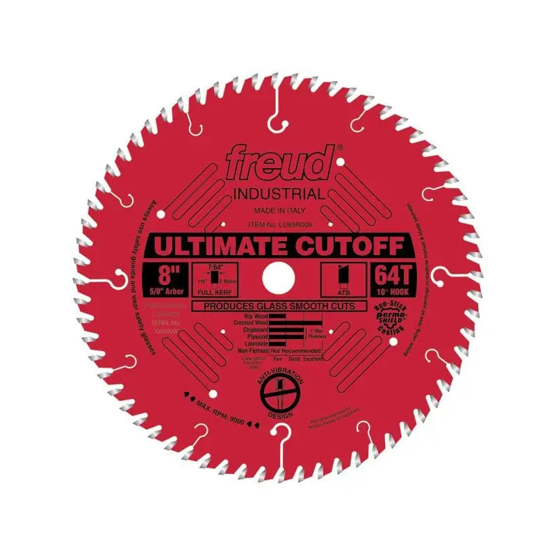 LU85R008 Industrial Ultimate Cut-Off Bladed with Red Perma-Shield 8" x 5/8" Bore x 64 Tooth ATB
