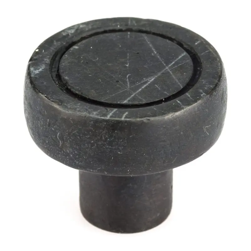 Textured Traditional Round Knob with Ridge - 1-3/8" Diameter - Dark Bronze