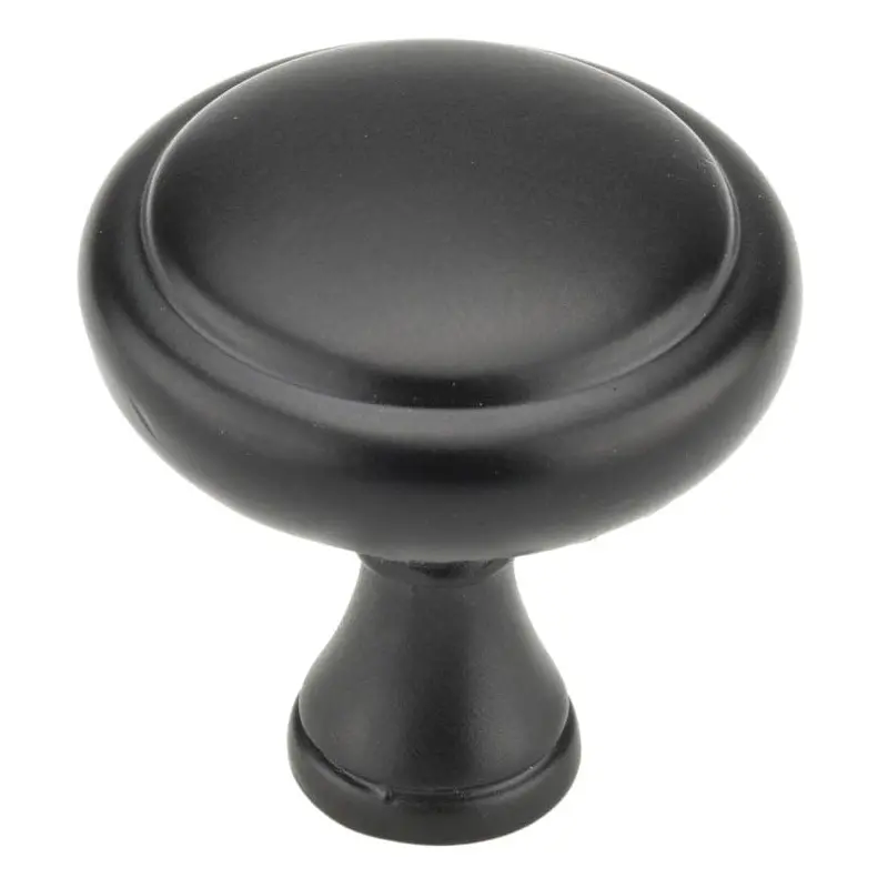 Traditional Mushroom Shape Knob with Rim- 1-1/4" Diameter - Matte Black