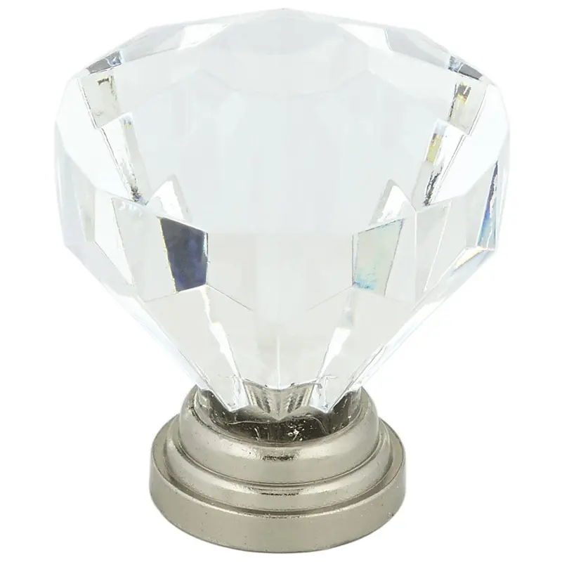 Eclectic Knob, 1-1/4" D, Clear, Brushed Nickel