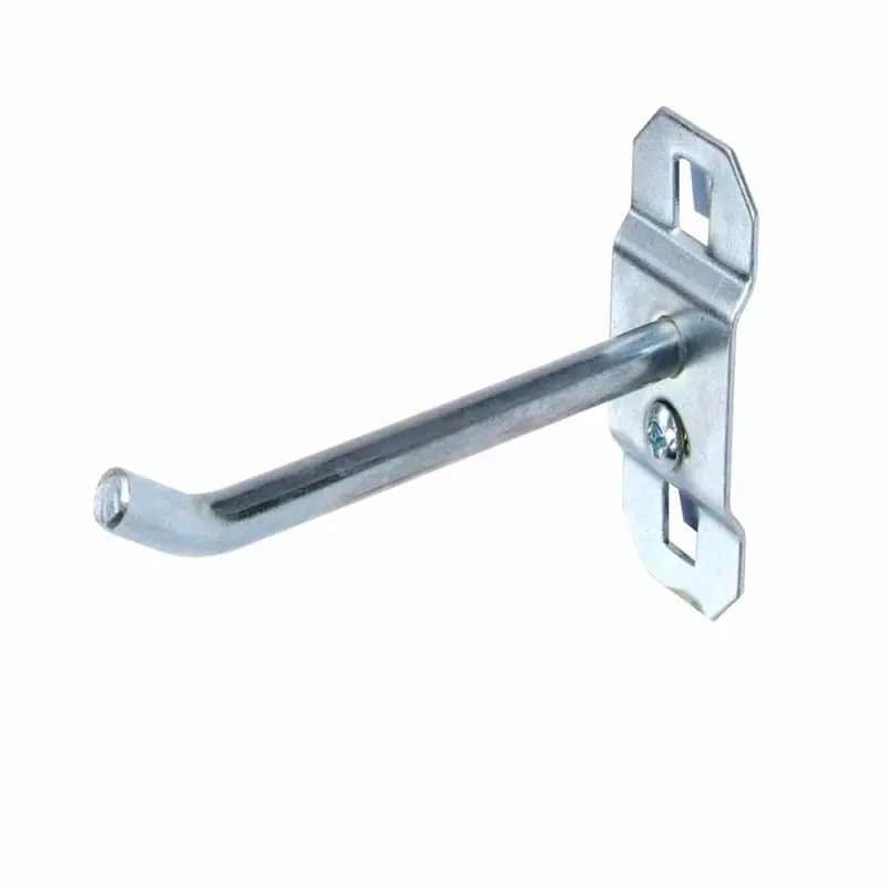 4 In. Single Rod 30 Degree Bend 3/16 In. Dia. Zinc Plated Steel Pegboard Hook for LocBoard, 5 Pack