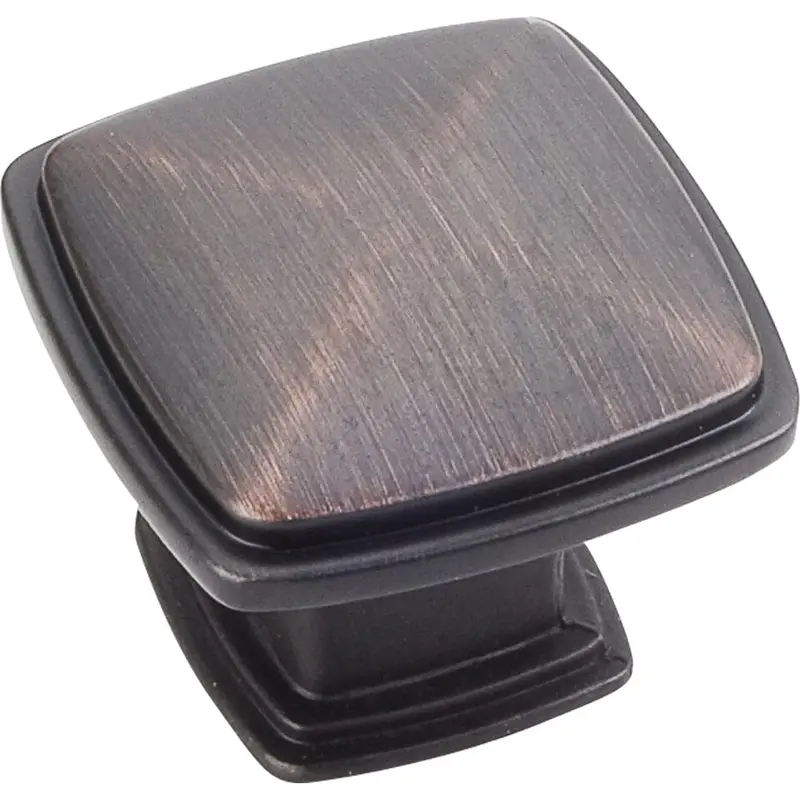 Milan 1 Plain Square Knob, 1-3/16" O.L.,, Brushed Oil Rubbed Bronze