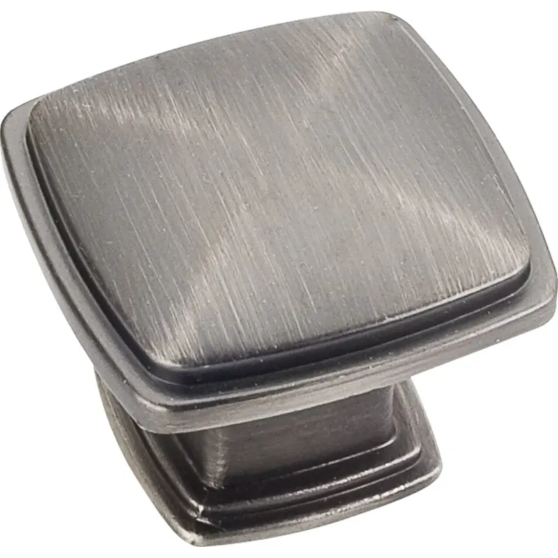 Milan 1 Plain Square Knob, 1-3/16" O.L.,, Brushed Pewter