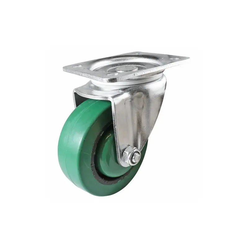 Swivel Plate Castor - Reflex Rubber Wheel, Green I3 Series