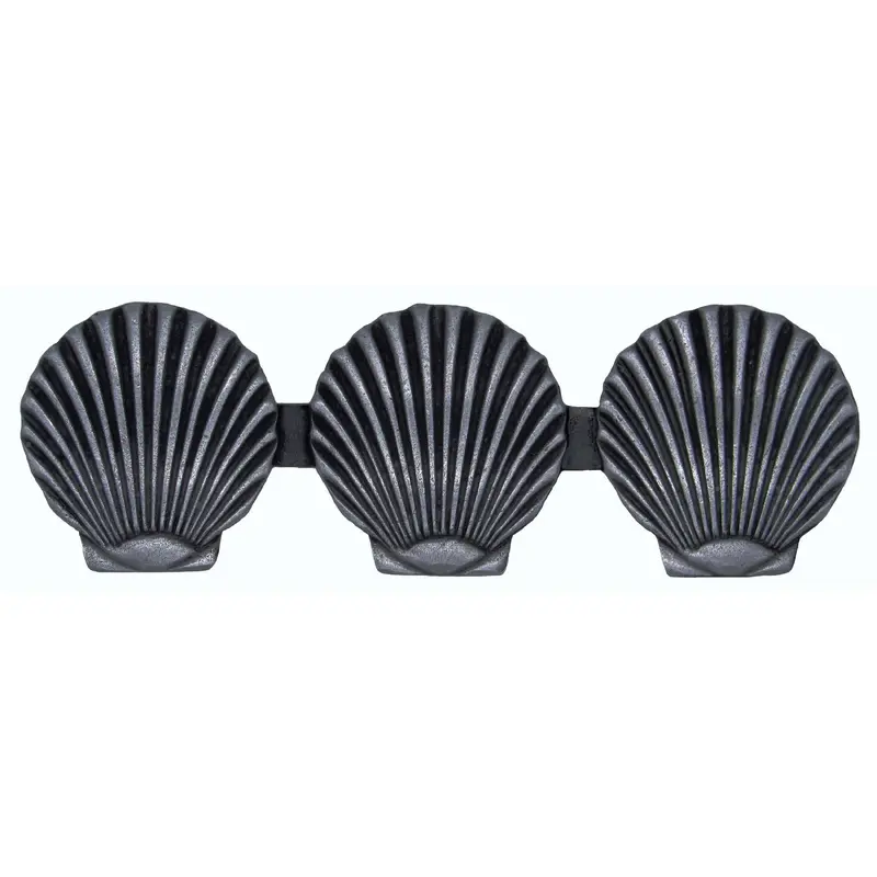 Triple Scallop Seashell Pull, Pewter Oxide