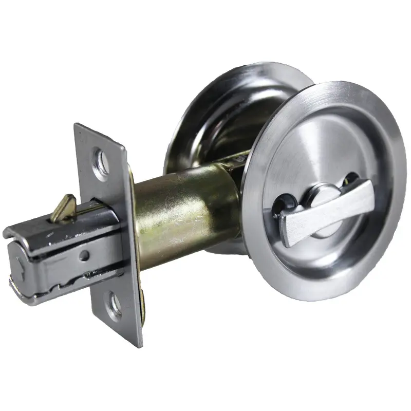 2-7/16" (62 mm) Pocket Door Pull Round Brushed Chrome Privacy