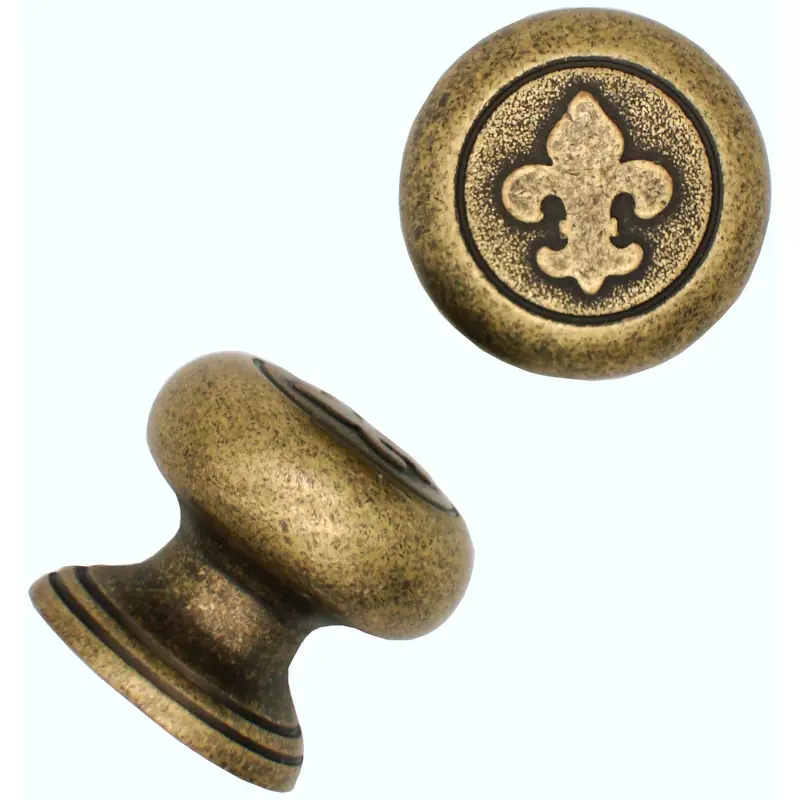 Fleur De Lis Round Knob, Brass Oxide