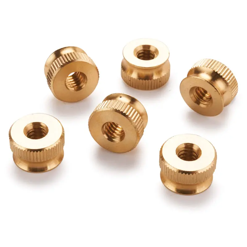 Knurled Thumb Nut Knobs - 1/4" x 20TPI - Brass - 6 Piece