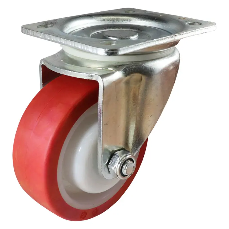 Swivel Plate Castor - Urethane Wheel, Red I3 Series