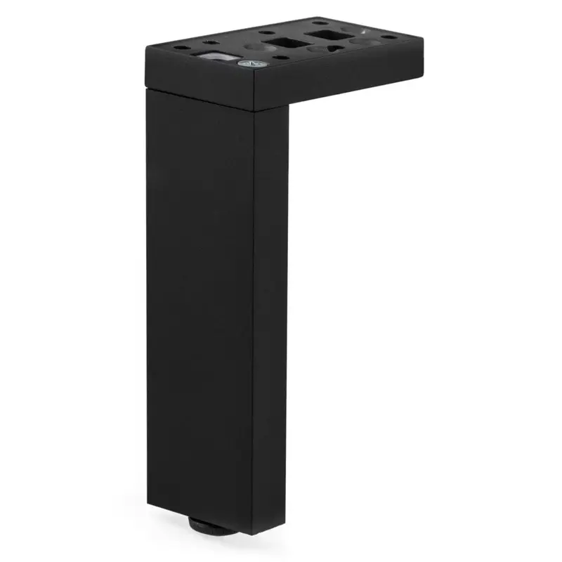 7-7/8" (200 mm) Adjustable Contemporary Versatile T or L Shaped Furniture Leg Matte Black