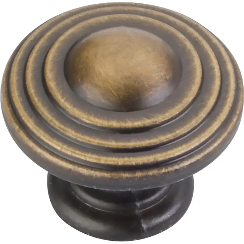 Bremen 2 Stacked Knob, 1-1/4" Dia.,  Antique Brushed Satin Brass