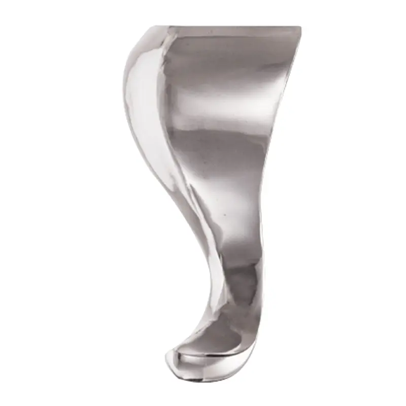6" (152 mm) Curved Furniture Leg Polished Aluminum