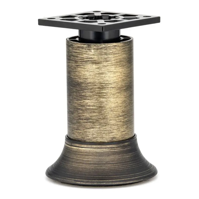 9-27/32" (250 mm) Vintage Adjustable Round Leg Rustic Brass