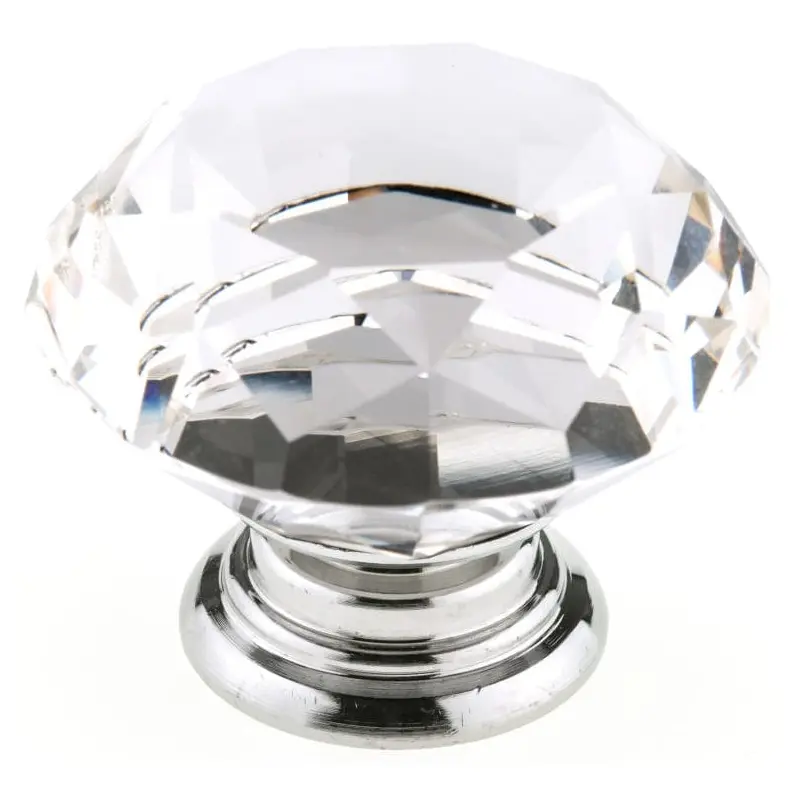 Contemporary Knob, 2" D, Chrome, Clear