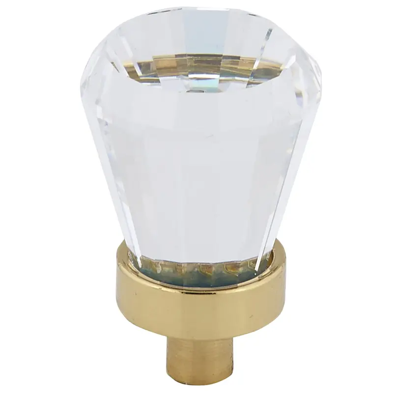 Traditional Knob, 3/4" D, Brass, Clear