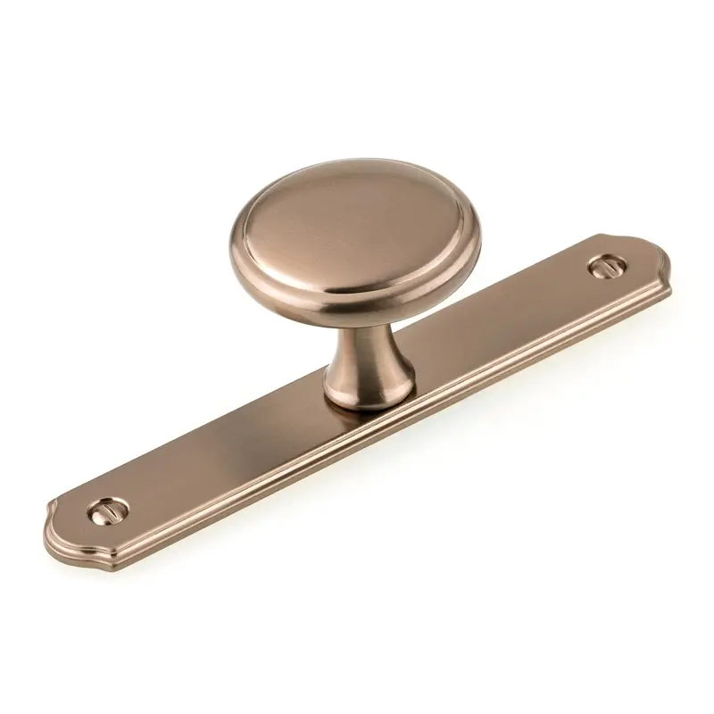 Transitional Knob with Backplate - Champagne Bronze - 1-9/16" Diameter