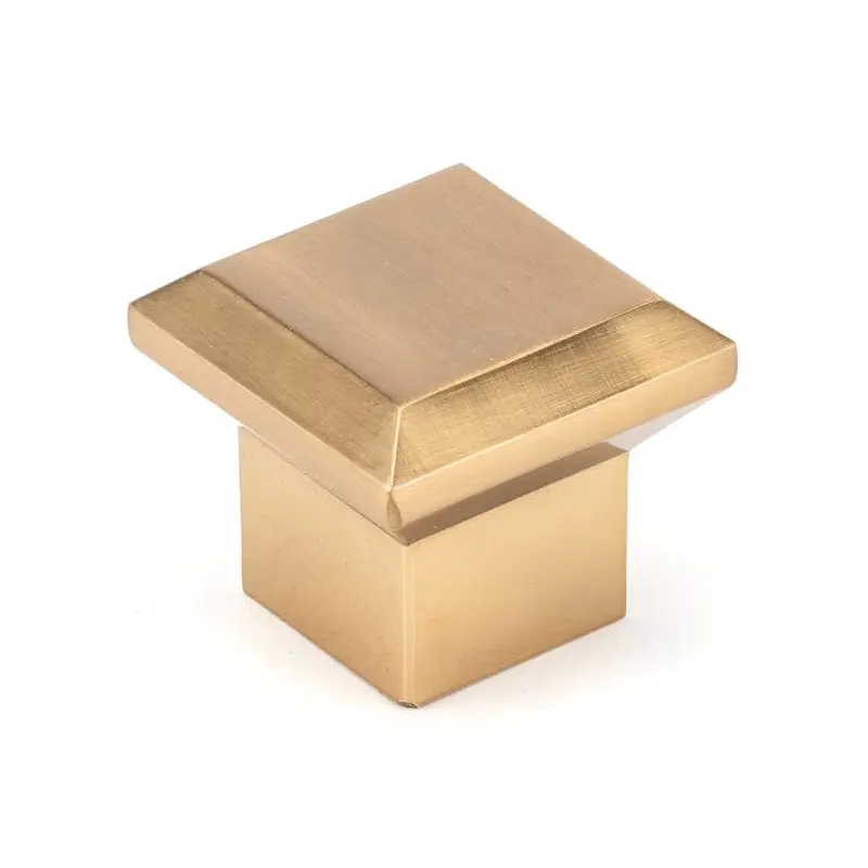 Transitional Square Knob - 1-11/32" x 1-11/32" - Aurum Brushed Gold