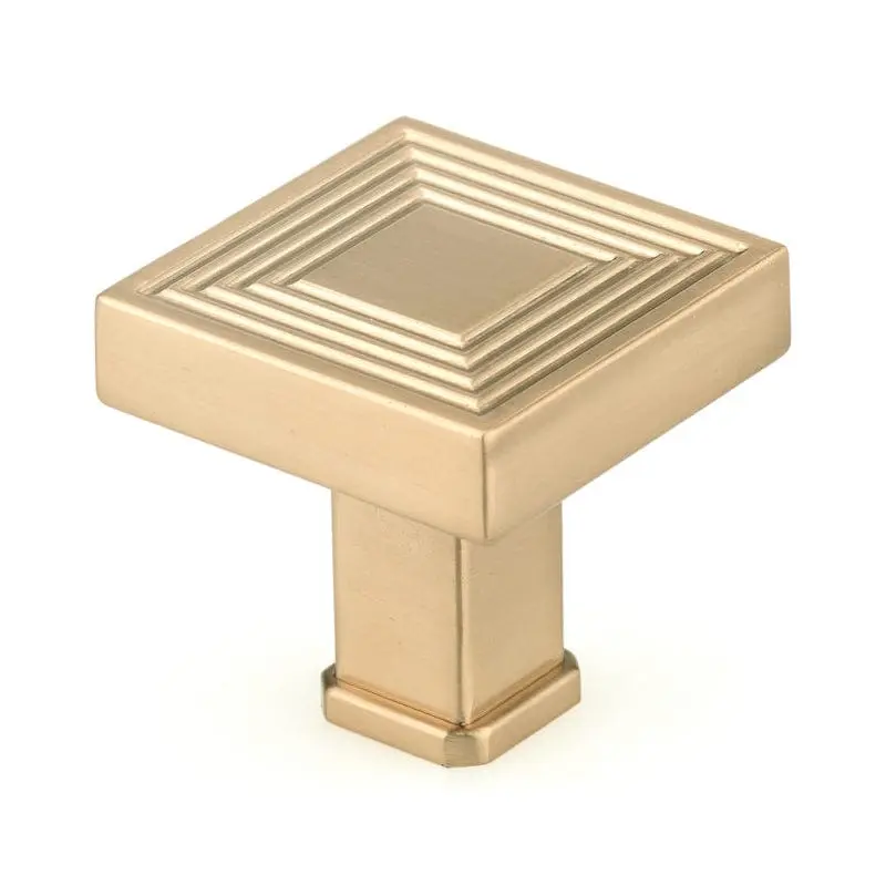 Transitional Square Knob - 1-3/8" x 1-3/8" - Champagne Bronze