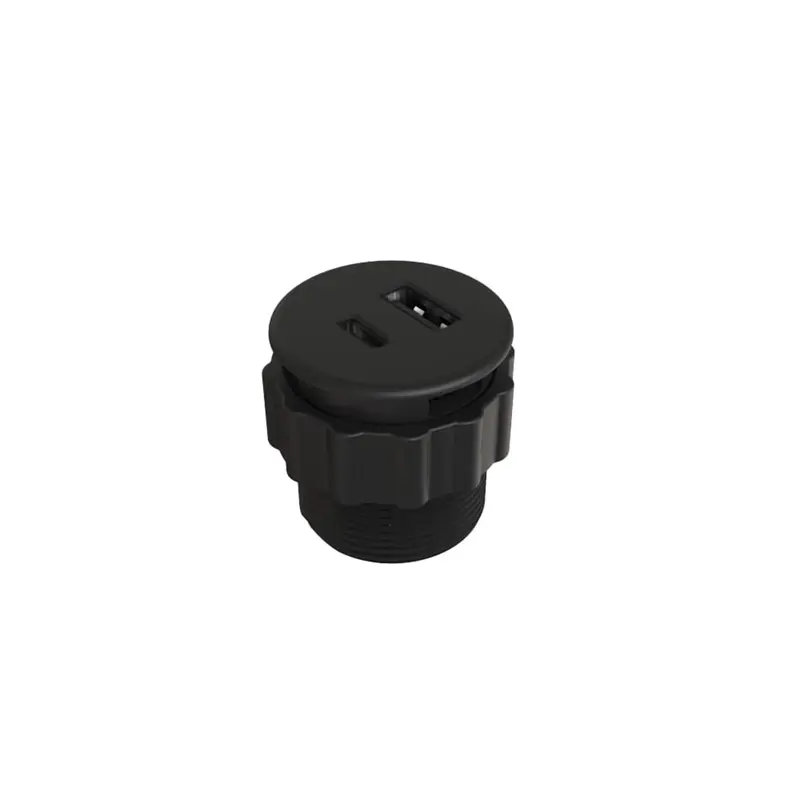 5V Rounded Recessed USB Charger Black