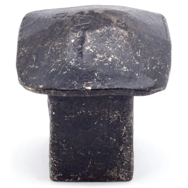 Contemporary Knob, 1-1/32" x 1-1/32", Matte Black Iron