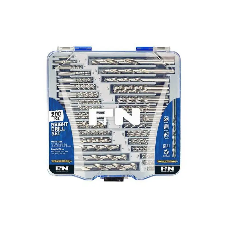 P&N 165399200 Bright Drill Set - Workshop Metric and Imperial 200 Pcs