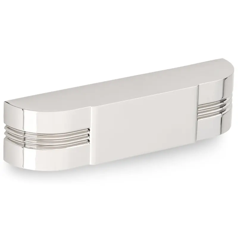 Art Deco Inspired Transitional Metal Pull - Polished Nickel - 5-1/32" Center-to-Center - 5-21-32" L