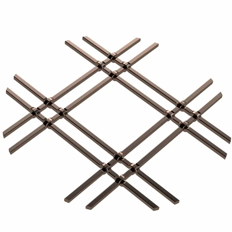 1" Flat Double Diamond Decorative Grille - Antique Brass, 36" W x 24" L Sheet