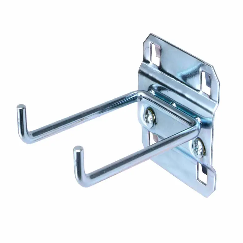 3 In. Double Rod 90 Degree Bend 3/16 In. Dia. Zinc Plated Steel Pegboard Hook for LocBoard, 5 Pack