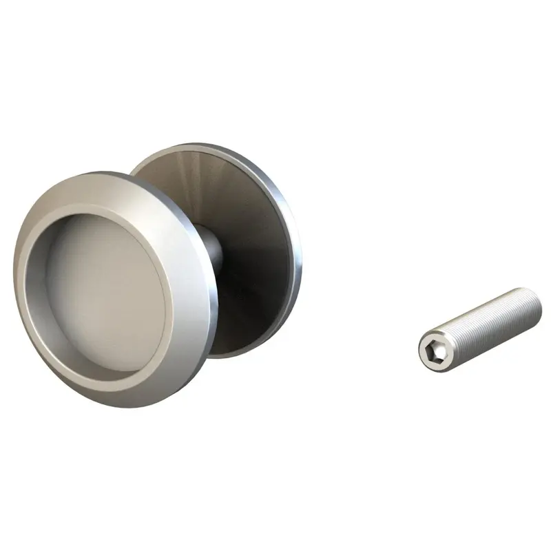 2-1/4" (57 mm) Round Surface-Mount Finger Pulls Satin Aluminum Passage