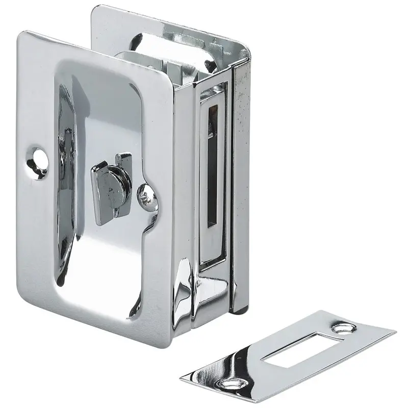 3-7/32" (82 mm) Pocket Door Pull  Rectangular Chrome Privacy