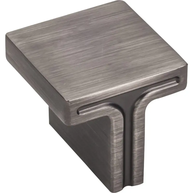 Anwick Square Knob, 1-1/8" O.L., Brushed Pewter