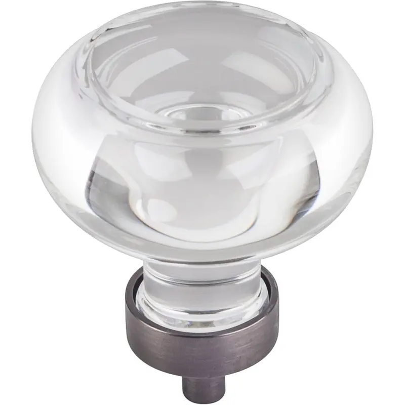Harlow Large Button Glass Knob, 1-3/4" Dia.,  Brushed Pewter