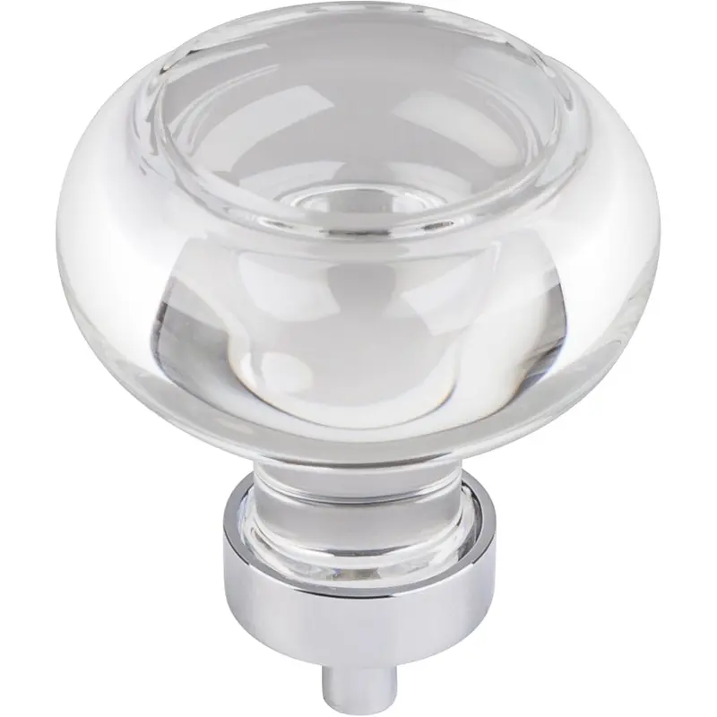 Harlow Large Button Glass Knob, 1-3/4" Dia.,  Polished Chrome