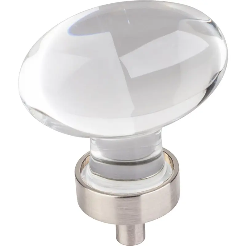 Harlow Large Football Glass Knob,1-5/8" O.L., Satin Nickel