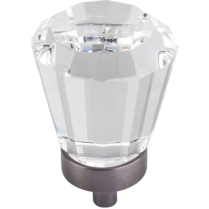 Harlow Large Tapered Glass Knob, 1-1/4" Dia.,  Brushed Pewter