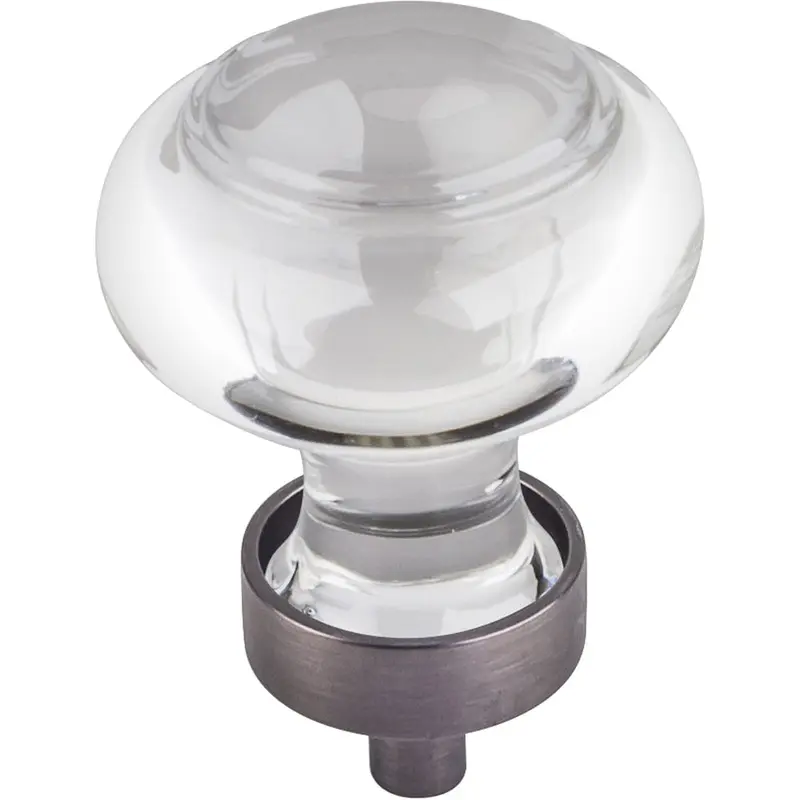Harlow Small Button Glass Knob, 1-7/16" Dia.,  Brushed Pewter